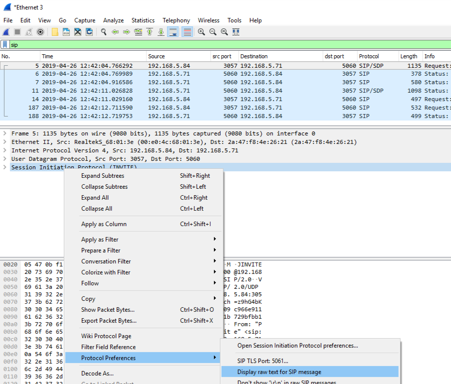 wireshark filters examples sip